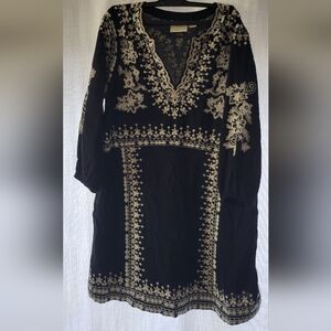 Maeve Size 14 Black and Cream Embroidered Dress